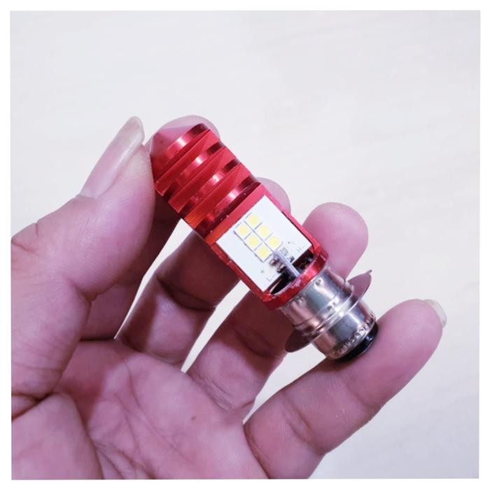 BOLAM LED/LAMPU UTAMA DEPAN LED MOTOR JUPITER MX NEW/FORCE/VEGA R ZR - Cassing merah, 12titik putih