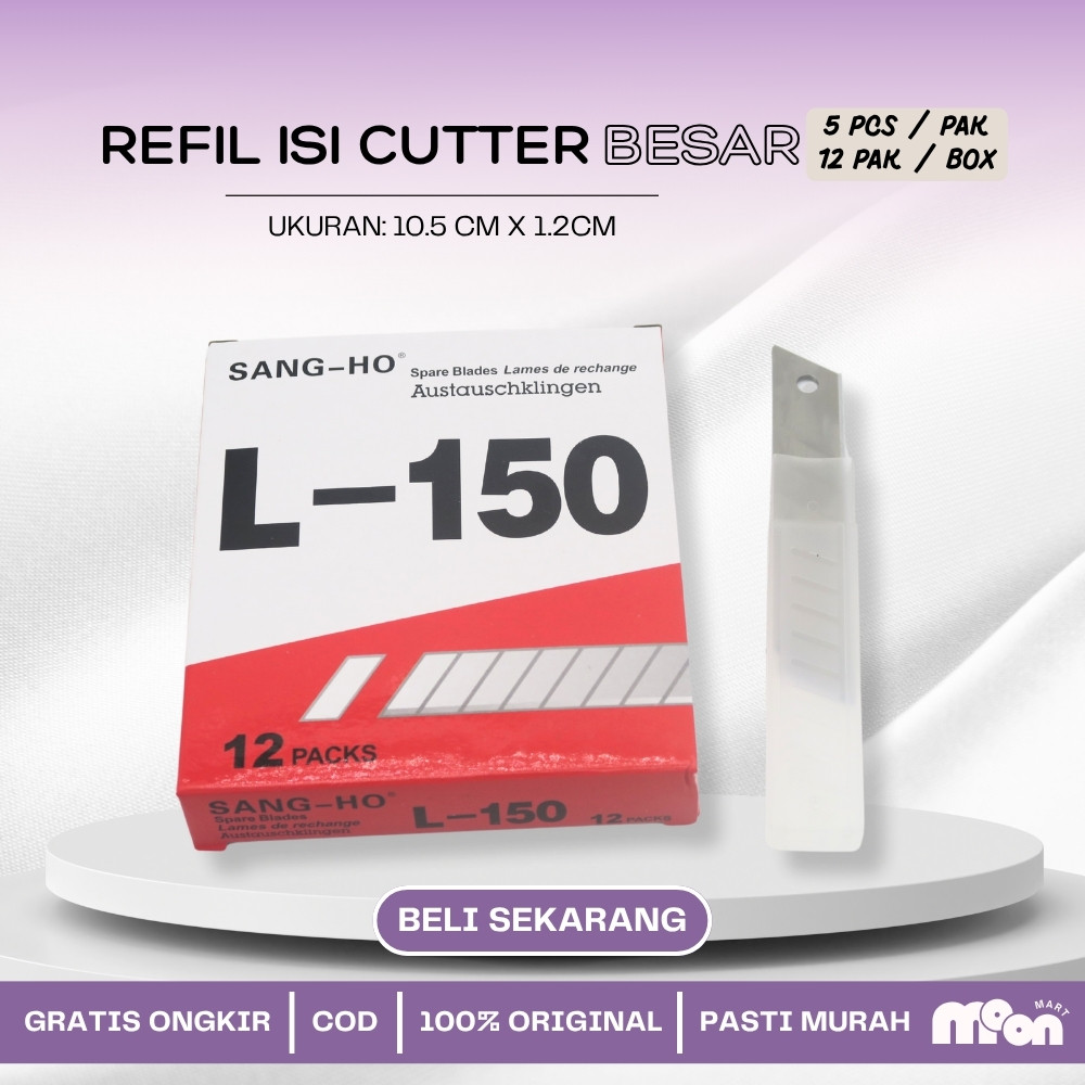 

1 Box isi 12 Tube (60 Pcs) Cutter Blade Refill BESAR/KECIL (L-150/L-750/L-500) Isi Pisau Pemotong Sangho I-187
