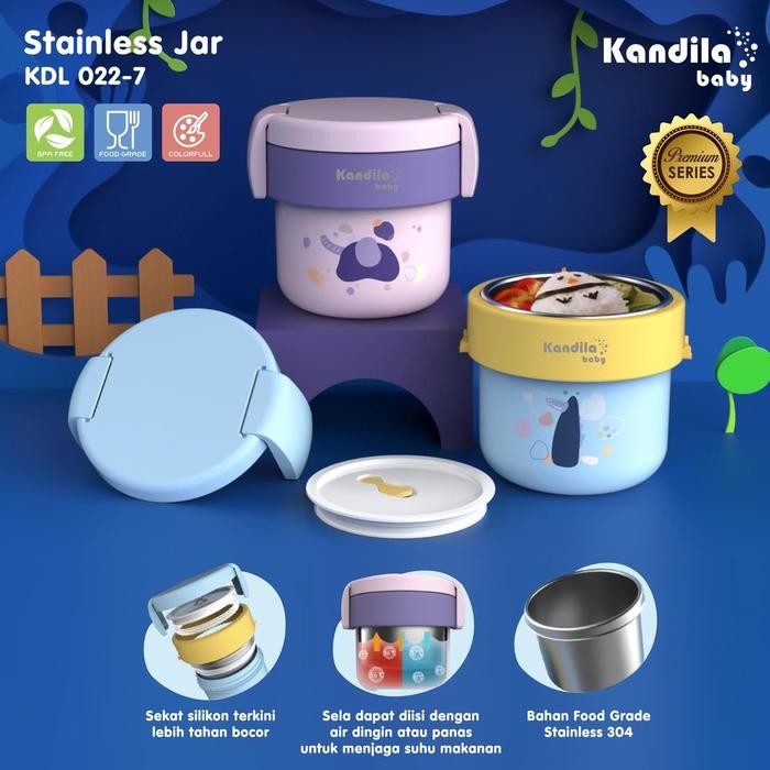 Kandila Baby Stainless Jar Thermos Tempat Penyimpanan Makanan Anak 450ml KDL 022-7 - Lilac