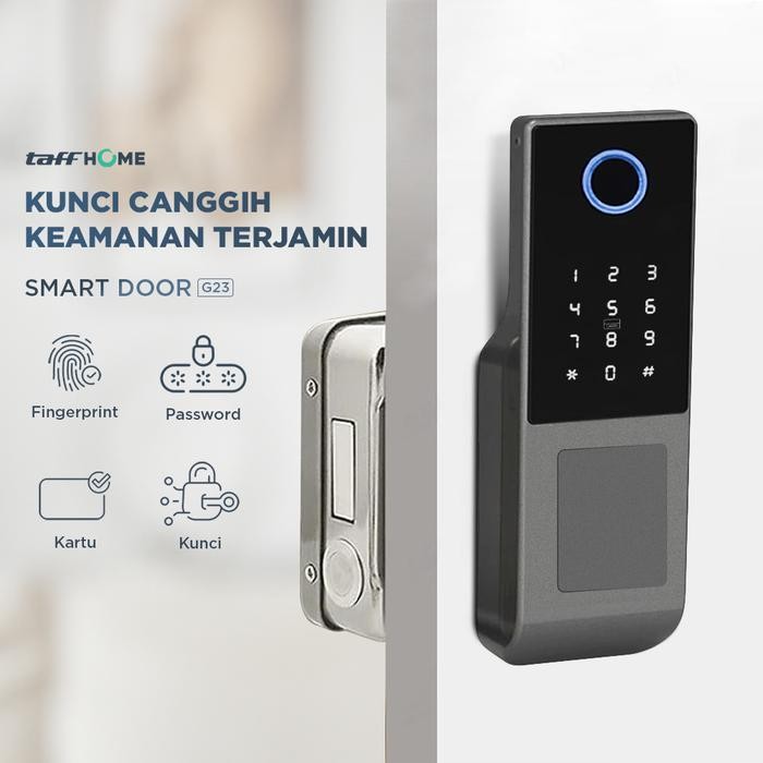 

Smart Door Lock Fingerprint Password Swipe Card Waterproof IP66 Silver G23 TaffHOME - Double SidedSale