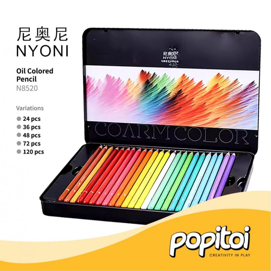 

NYONI N8520 Oil Color Pencil Set 24/36/48/72/120 Pensil Warna Mewarnai Gambar