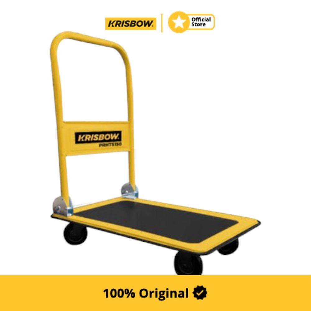 Krisbow Troli Barang Steel 150 kg - Kuning Alat Pengangkut Barang Dengan Roda Wheels Cart Troli Kard