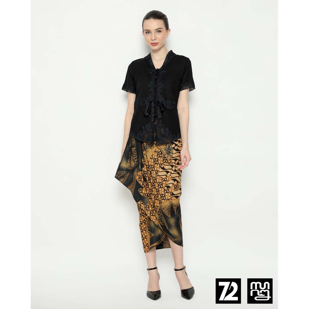 ROK BATIK SPAN Jena Skirt Lilit Kebaya Instan Modern Wanita Motif Alardo Warna Gold Hitam Kuning 725