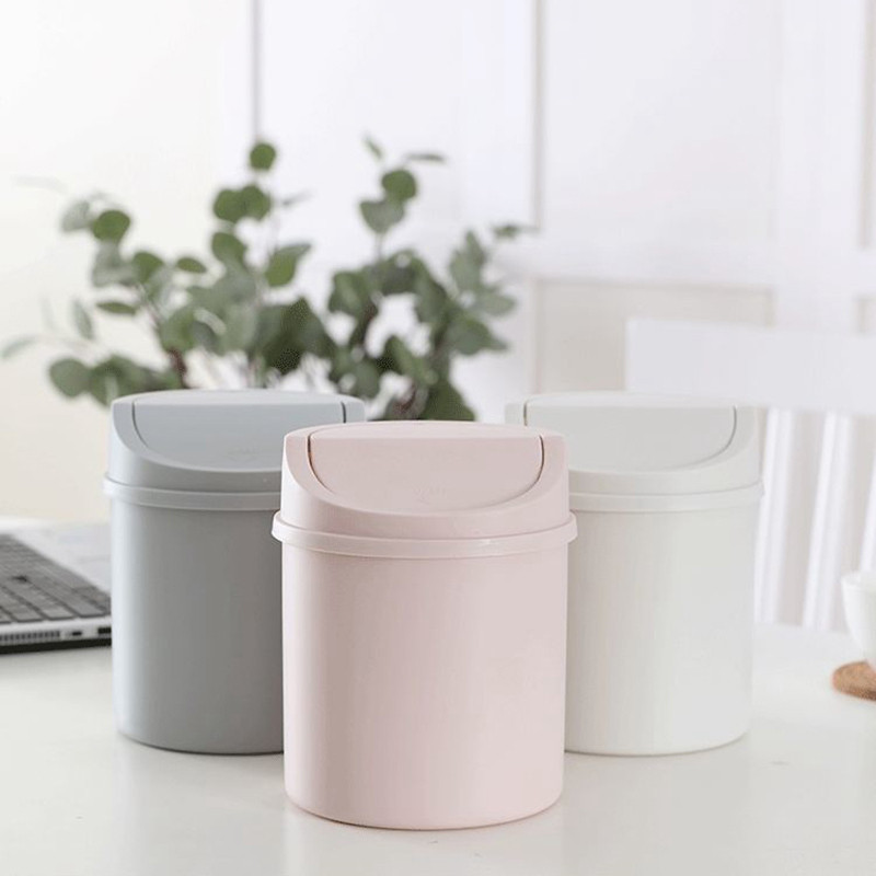 Mini Desktop Bin Small Trash Can Tube With Cover Bedroom Trash Can Garbage Can Clean Workspace Stora