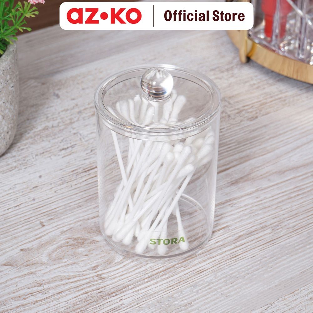 AZKO Stora Tempat Penyimpanan Cotton Buds Round Wadah Korek Kuping Tempat Alat Pembersih Telinga Aks