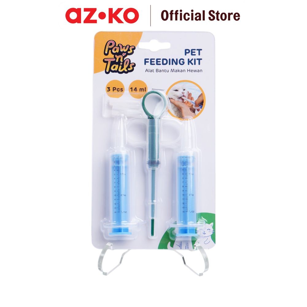 AZKO Paws N Tail 14 ml Set 3 Pcs Alat Bantu Makan Hewan Pet Feeding Tools Syringe And Pushpin Feeder