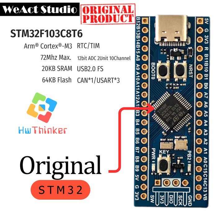 PA99 WeAct Studio BluePill+ BluePill Plus STM32F103C8T6 STM32F103CBT6 STM32 - STM32F103C8T6