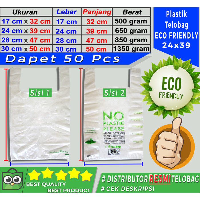 

KANTONG TELOBAG ECO FRIENDLY 24X39CM ISI 50LBR