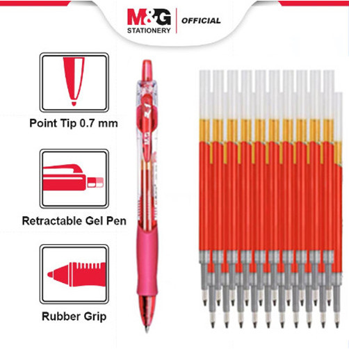 

M&G Pulpen Gel Retractable Gel Pen BIRU & RED DAN Refill Isi Pulpen Gel Rectracble Tip 0.7mm G-7i