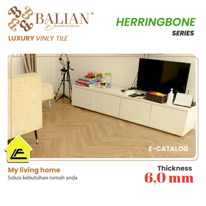 Lantai SPC Balian Duralux 6.5 mm | Lantai SPC Motif Herringbone - Walnut