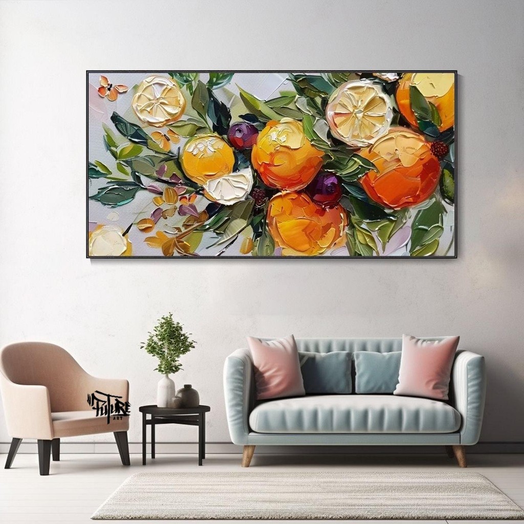 lukisan dinding jumbo abstrak jeruk - future art painting