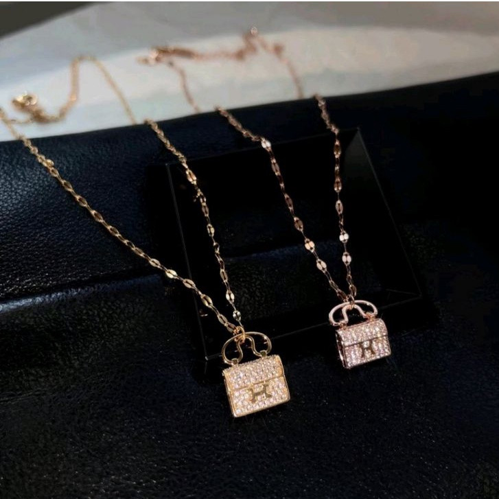 [COD] Liontin Kalung Tas Mini Wanita Premium Rantai Pecah Kopi Anti karat