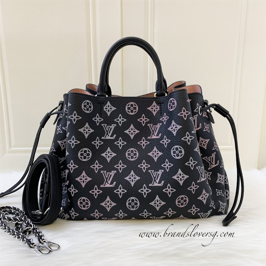(Pre-loved) LV Bella Tote in Mahina Leather Black and Light Pink Mahina Leather