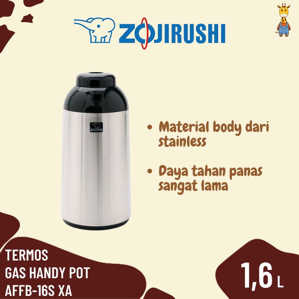 Zojirushi Termos Glass Handy Pot AFFB-16S XA - Vacuum Glass Termos Kaca Air Panas