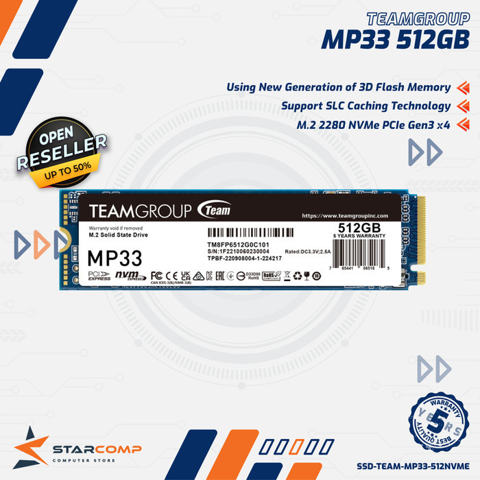 Teamgroup MP33 512GB M.2 NVMe 2280 Gen3x4 SSD