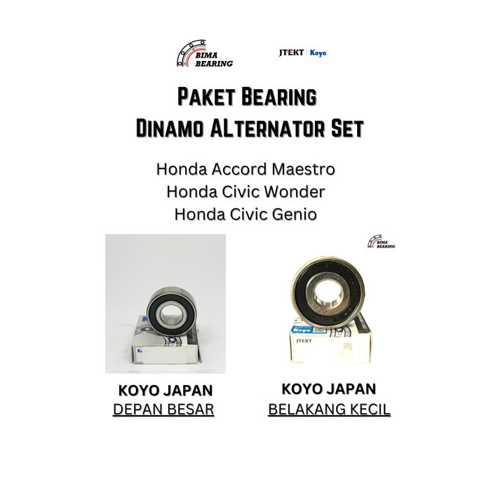 Paket Bearing Alternator Dinamo Ampere Set Accord Maestro Civic Wonder Genio Koyo JAPAN Laher Ori