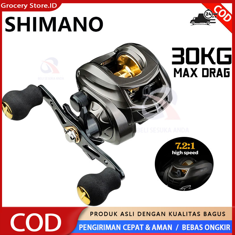 CALDARI Fishing Reel Fishing Rod Set SHIMANO  Pancing BC Reel 7.2:1 Metal Fishing Reel Max Drag 8kg 