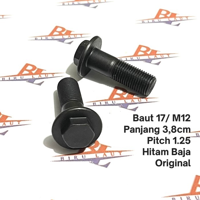 Baut Flange M12x38 Kunci 17 Hitam Baja/ Baut 17 Panjang 3,8cm Hitam Baja Original
