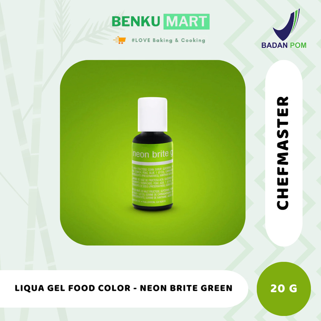 

Chefmaster NEON BRITE GREEN Liqua Gel Food Color 20 gr Pewarna Makanan 20ml