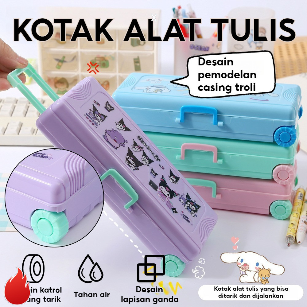

【READY STOCK】 Sanrio Seri Anime Kartun Pensil Kasus Troli Kotak Alat Tulis Large Capacity Kotak Pensil School Supplies