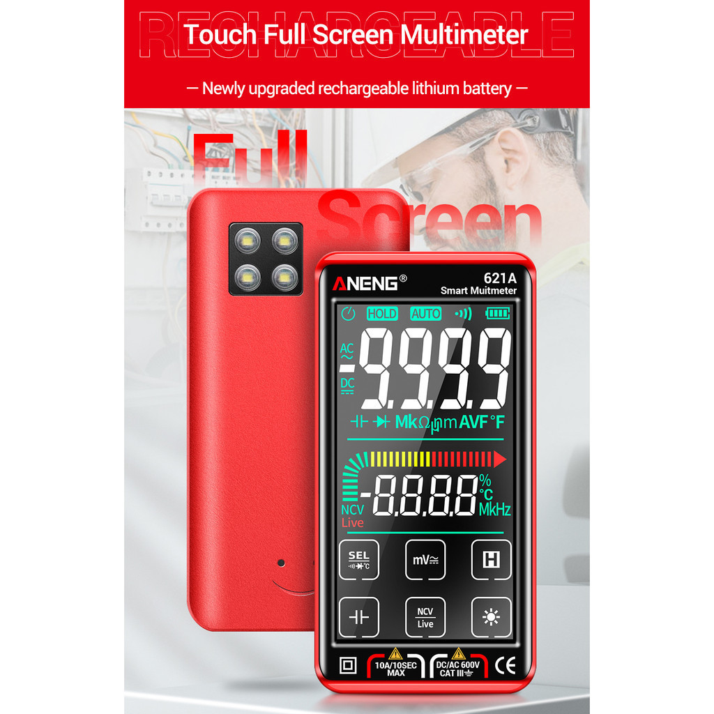 

- ANENG Smart Digital Multimeter Tester Transistor Touch Screen - 621A -