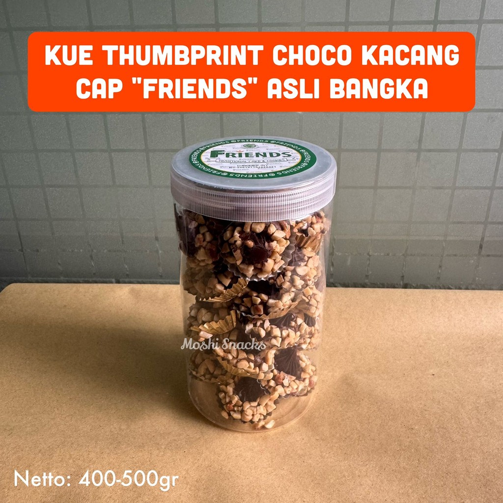 

Kue Kering Thumbprint Cookies Coklat Kacang FRIENDS Asli Bangka / ChocoPeanut Renyah / Thumprint Chocolate Premium Cookies