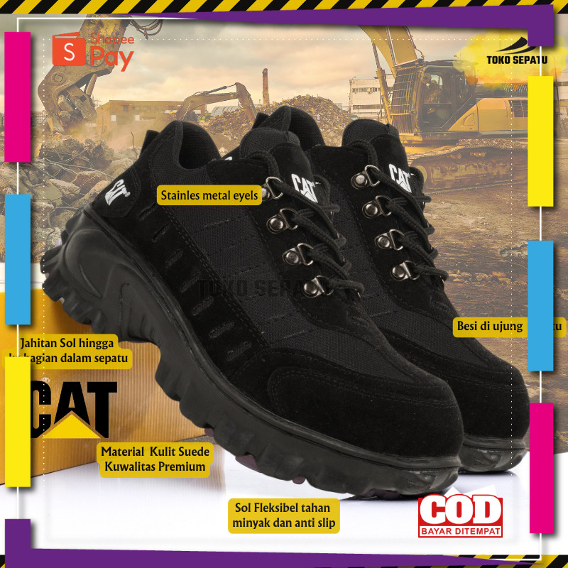 [PREMIUM ORIGINAL] Sepatu Safety Pria Boots Caterpillar - Safety Boots Ujung Besi - Sepatu Kerja Pri