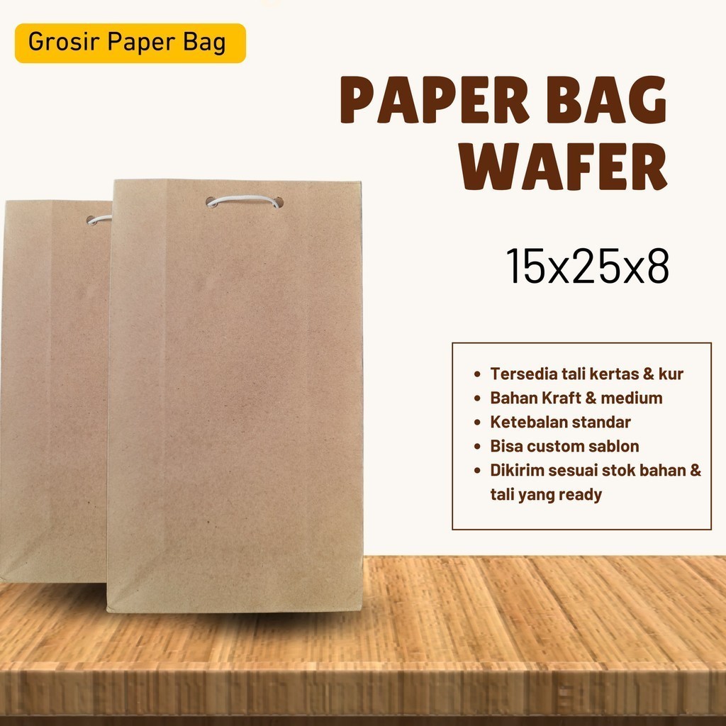 

PAPER BAG POLOS WAFER KW II / PAPER BAG POLOS 15cm x 25cm x 8cm/ TAS KERTAS PERNIKAHAN KADO