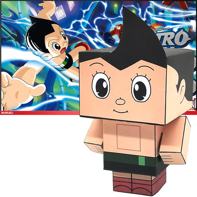 No-glue Astroboy Origami Handmade Mini Cute 3D Paper Model Papercraft Anime Figure DIY Cube Kids Adu