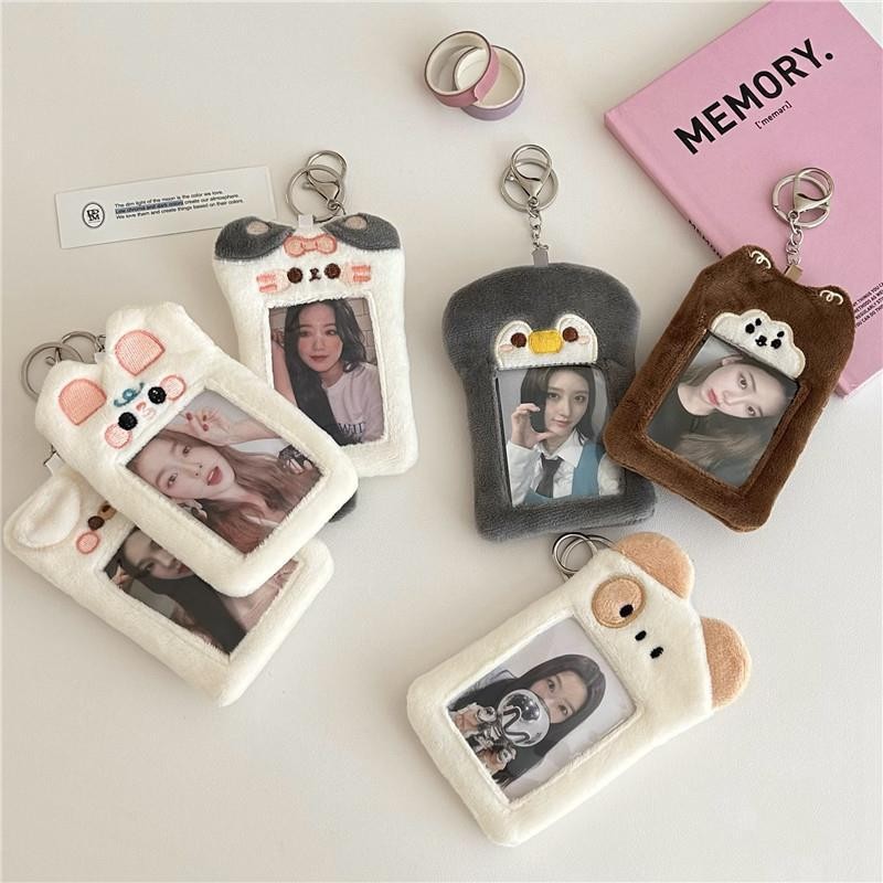 

Sharkbang New 3 Inch Kawaii Plush Kpop Holder Cute Cat Dog Idol/Postcards Storage Card Bag Collect Organizer Bag Pendant