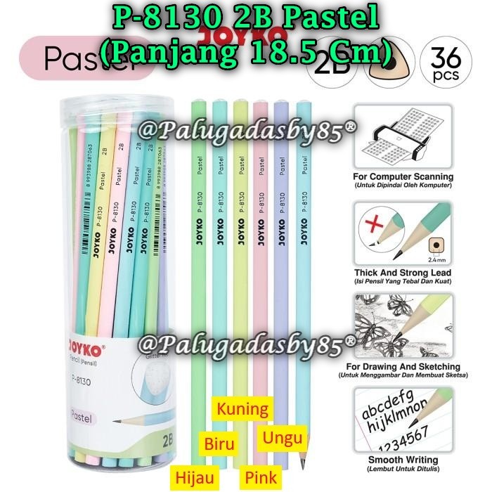 

(1 Tube/36) GROSIR Pensil JOYKO P-8130 2B Pastel / Pencil Pensil Joyko P-8130 2B (Tube/36)