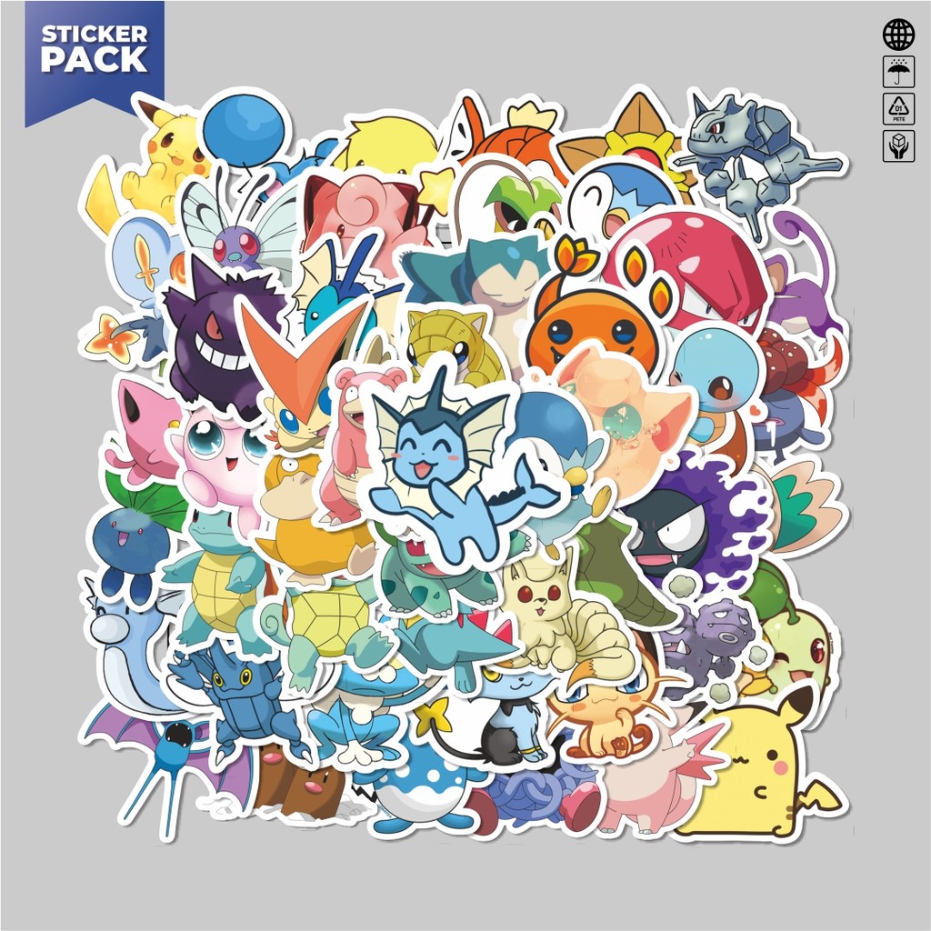 

[100PCS]Stiker Pack Stiker Kartun Pokemon Aesthetic Vinyl Anti Air Dekorasi Sticker Laptop Buku Journal Koper Helm Casing HP Gitar Helm Skateboard