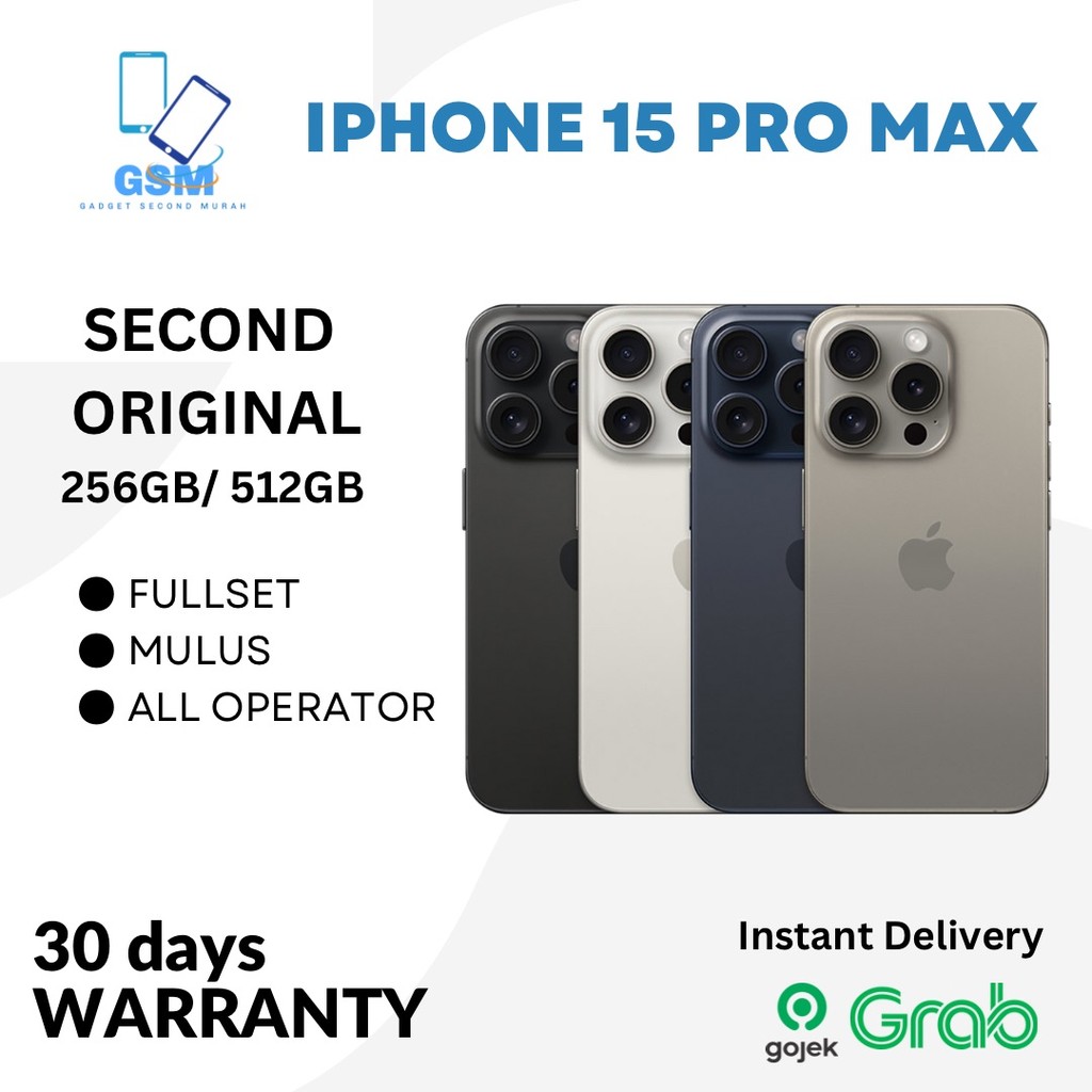 iPhone 15 PRO MAX Second 15 ProMax 128GB 256GB 512GB Inter Bekas Mulus Like New
