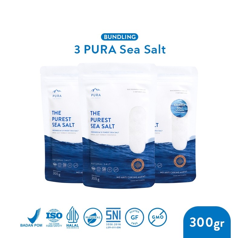 

Pura Sea Salt (300gr) 3 Pcs - Garam Laut - Garam Organik - Garam Natural - Garam Tanpa Rafinasi - Garam Sehat - Garam Rendah Natrium - Garam Laut Murni