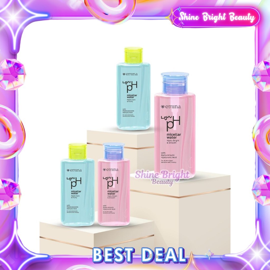 [BPOM] Emina Low pH Micellar Water HyaluBright & Smooth 300ml | Makeup Remover-Double Cleansing
