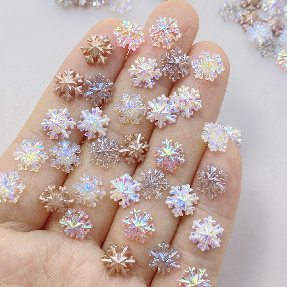 

50Pcs Cute Cartoon Mini Colored Snowflakes Nail Art Resin Designer Charms DIY Craft For Nail 3D Decorations Jewelry