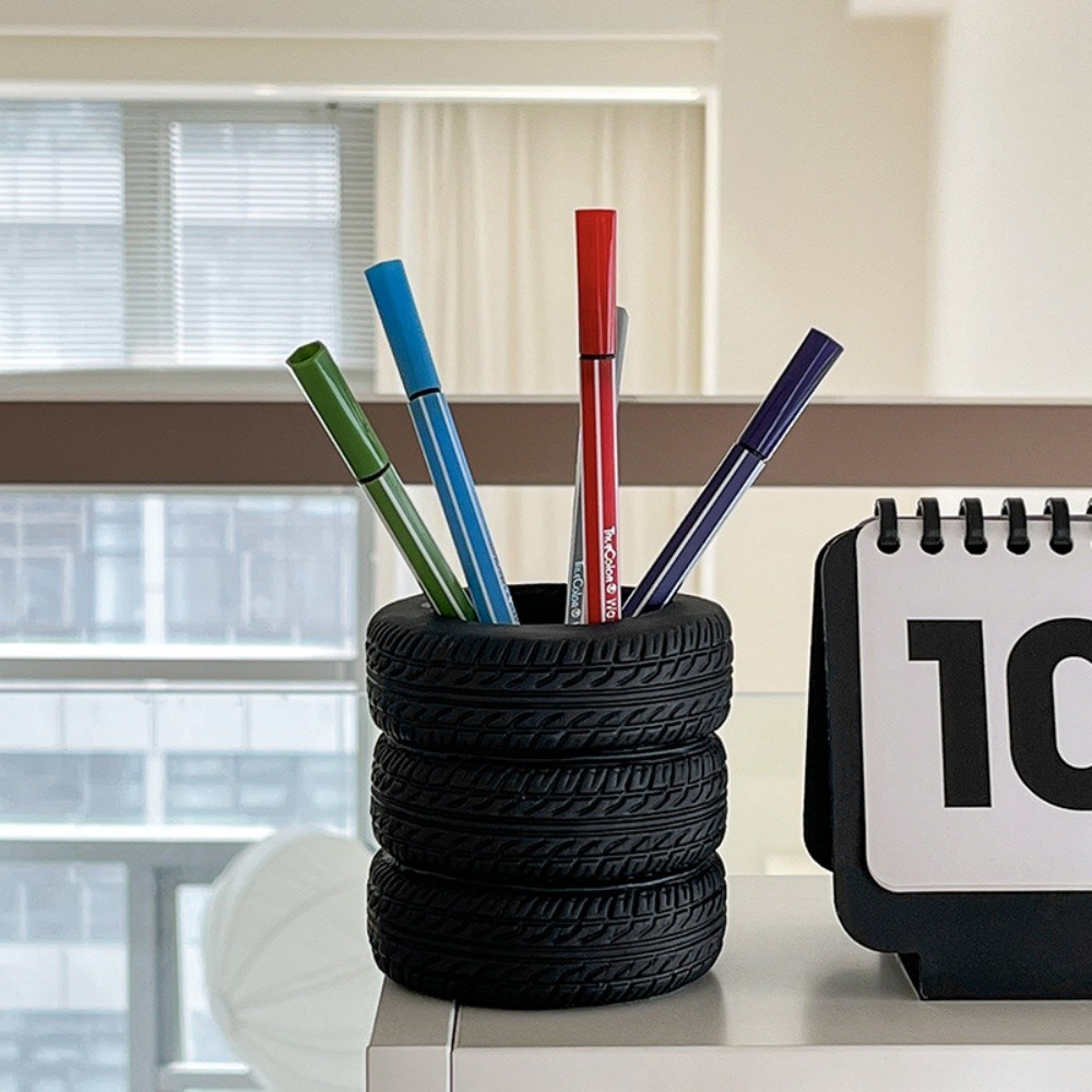 

Creative Tire Shaped Pen Holder Office Pencil Holder Desk Organizer Student Desktop Pen Storage Box Succulent Cactus Planter Pot