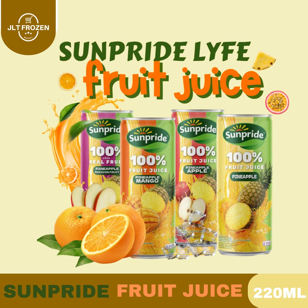 

Sunpride 220ml 100% Fruit juice Mango Pineapple / Pineapple Guava / Pineapple / Pineappel Passion Fruit / Minuman Jus Buah