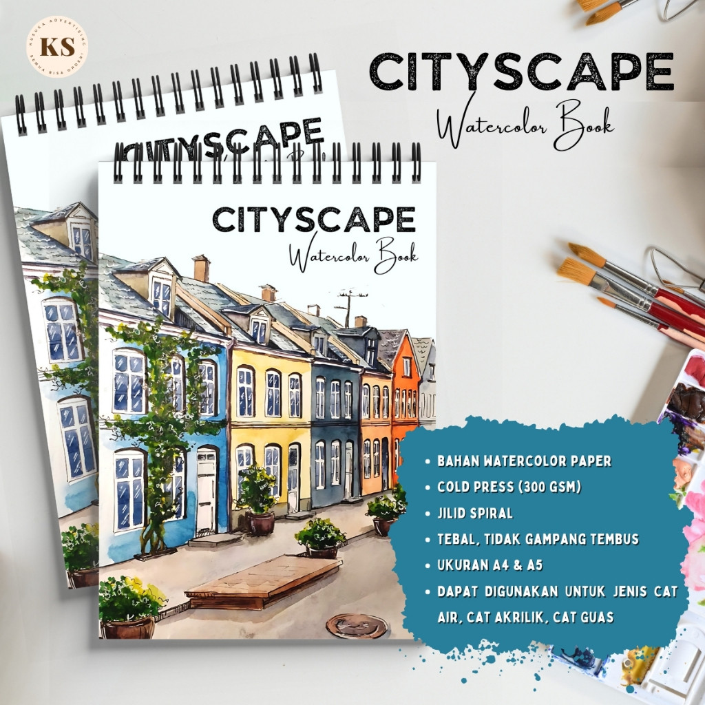 

WATERCOLOR BOOK TEMA CITYSCAPE COLD PRESS 300GSM Buku Sketsa Mewarnai Dewasa Remaja Ukuran A4 A5