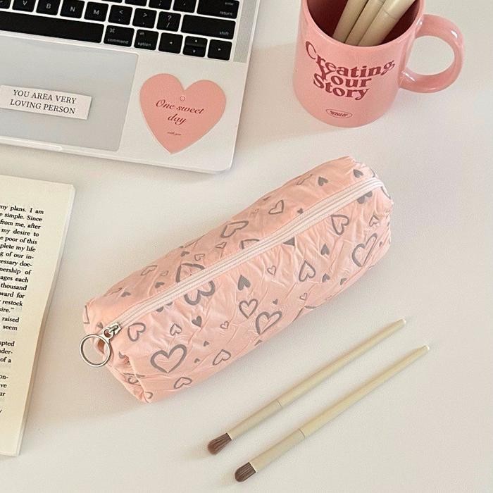 

NEW TREND~ KY254 Little Maple - Pastel Hati Kotak Wadah Tempat Pensil / Tempat Tas Make Up Brush / Tepak Pensil Sekolah Kuliah - Pink