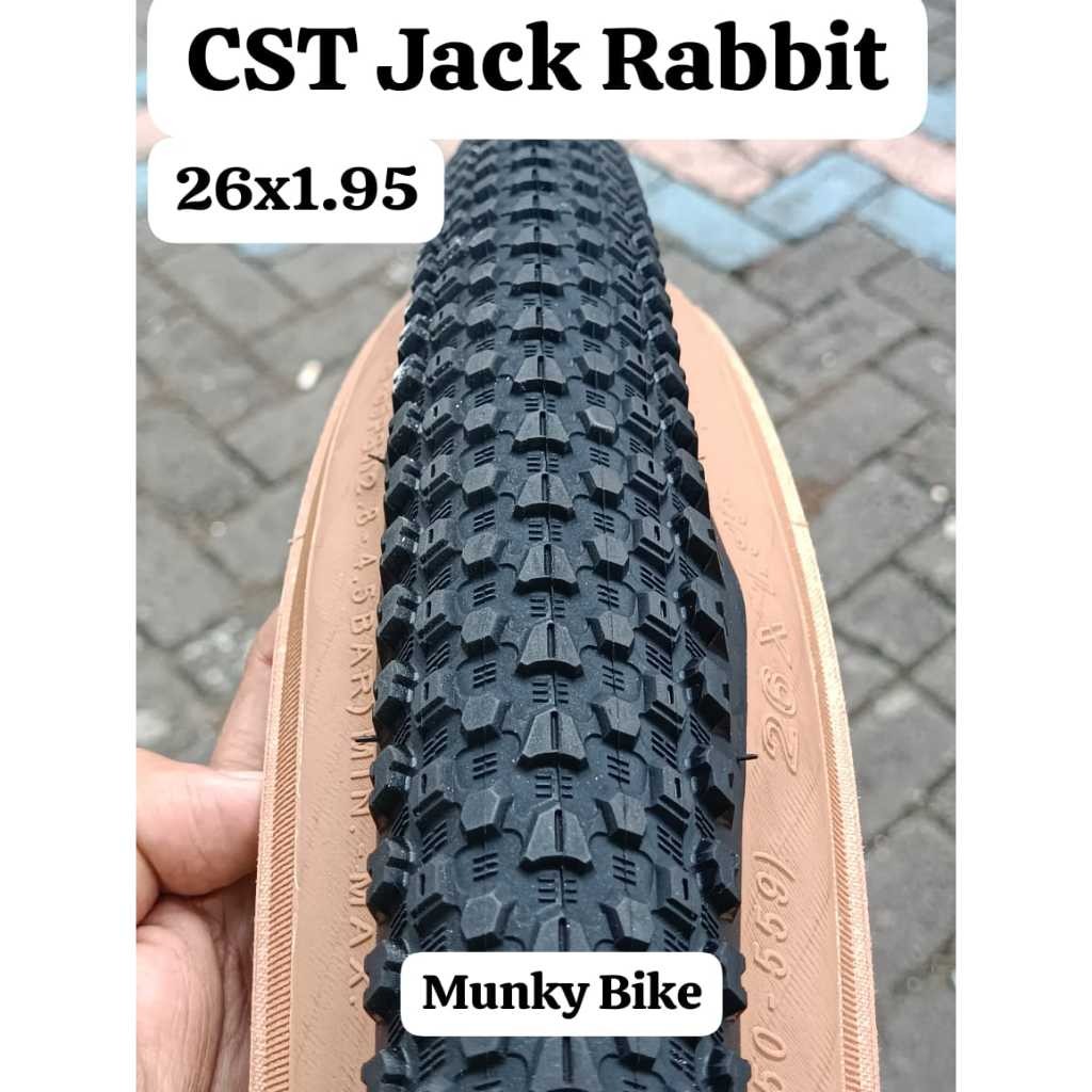 Ban Luar CST Jack Rabbit 26 x 1.95 Tanwall Skinwall Coklat Premium Non Foldable Sepeda 1.95mm Semua 