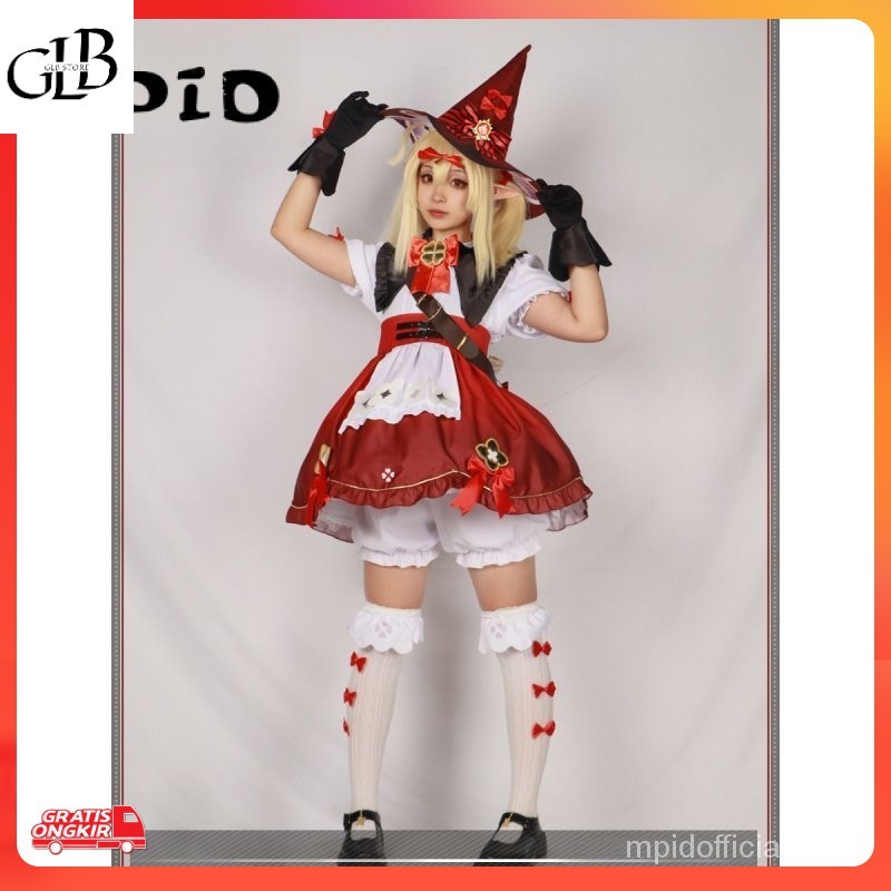 Macam baju / 【MPID】Genshin Impact Cosplay Klee Costume Witch New Skin Blossoming Starlight KleeWig W