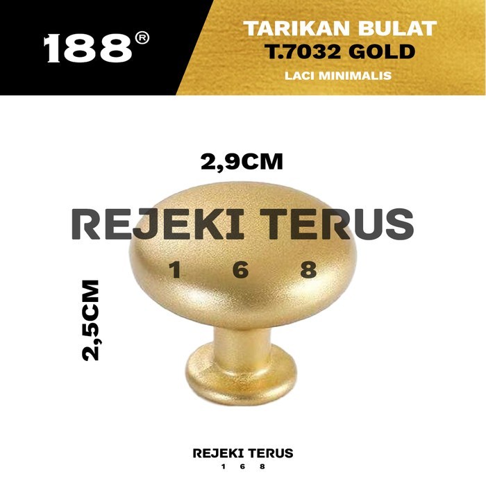 Tarikan 7032 Laci GOLD Knob Pintu Lemari Bulat Handle Pentol Gagang Emas