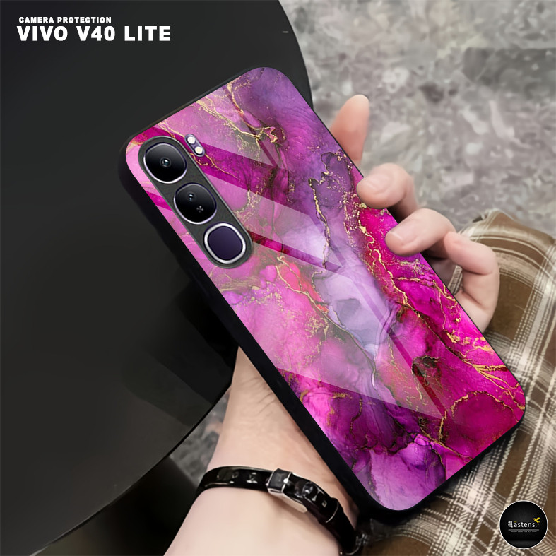DK03 Case Vivo V40 Lite - Softcase Glass Kaca -  Hardcase 2D Glossy - Case Handphone Pelindung Hp Te