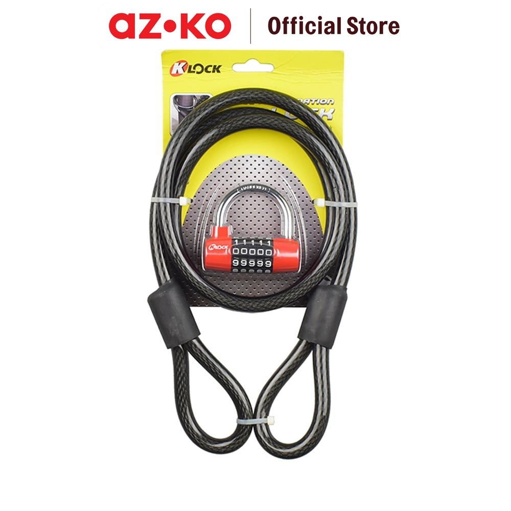 AZKO K-Lock Gembok Kombinasi Dengan Kabel 1.4 mtr - Hitam Padlock Gembok Pintu Pager Rantai Pengunci