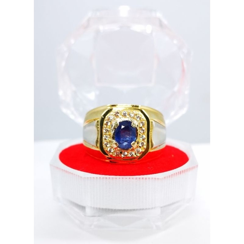 COD BATU CINCIN BLUE SAFIR PRIA WANITA ASLI NATURAL SIAP PAKAI RING PERAK BANGKOK CHROOME DOFF