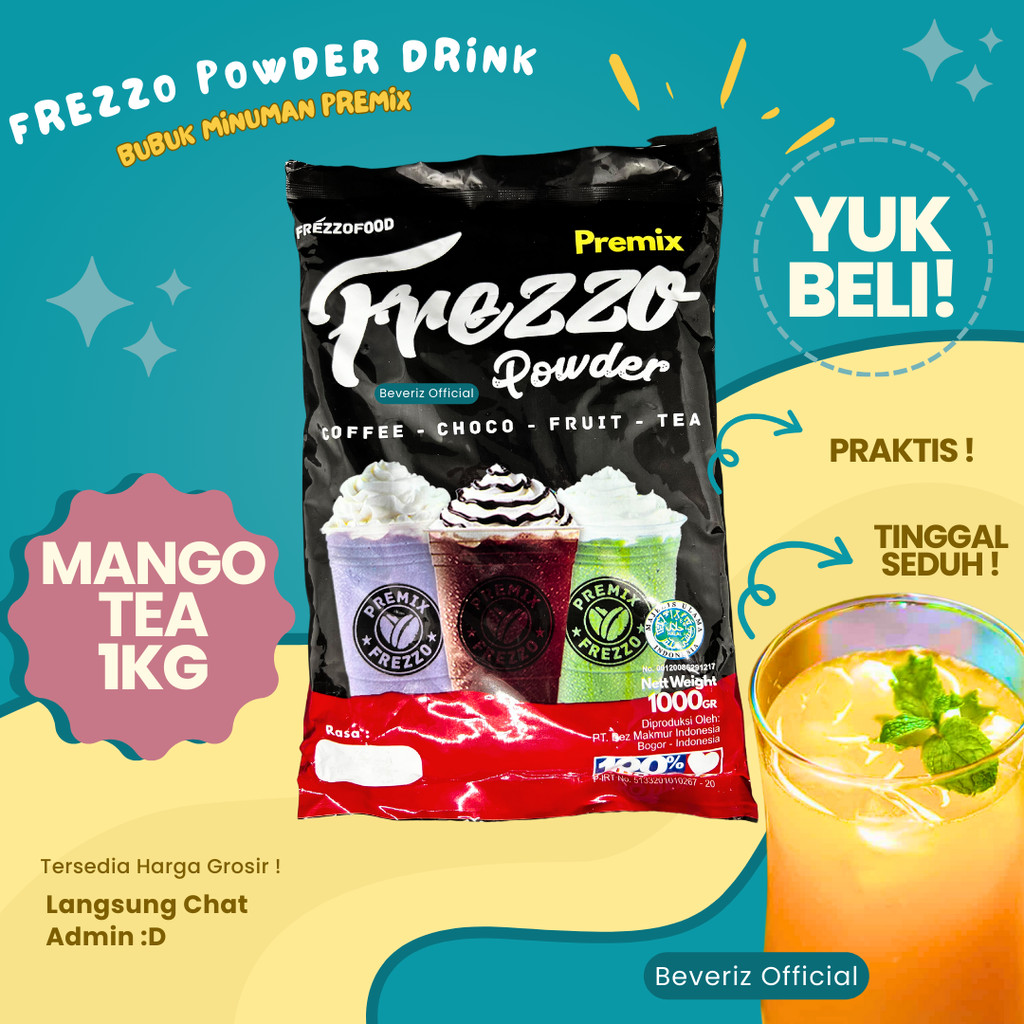

BEVERIZ Frezzo Bubuk Minuman Rasa Mango Tea | Boba Powder Drink 1Kg / 1000gram {Bisa COD} {tersedia harga grosir}