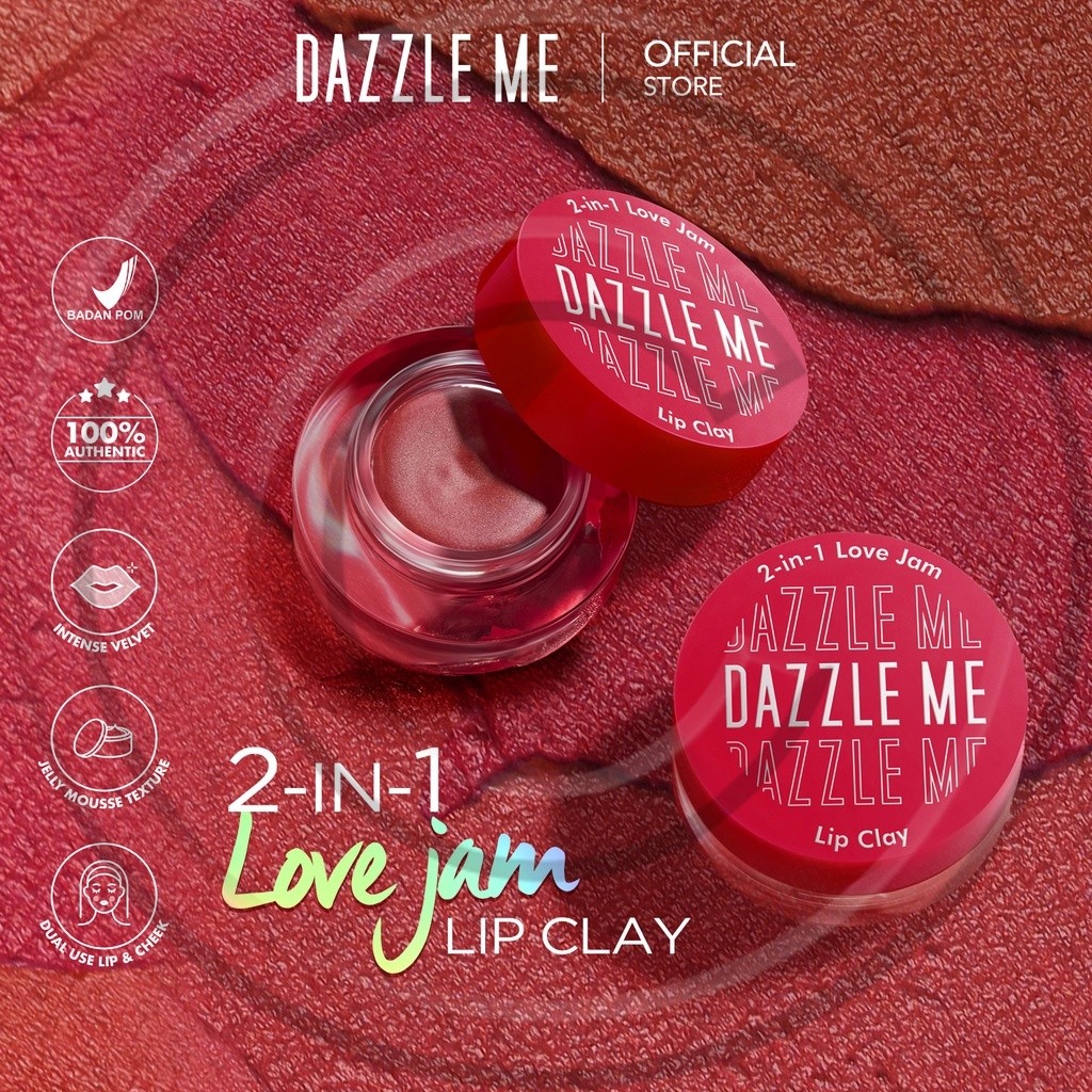 DAZZLE ME 2 in 1 Love Jam Lip Clay | Mousse Lipstik Cheek Blusher Velvety Matte Kosmetik Bibir - BBB