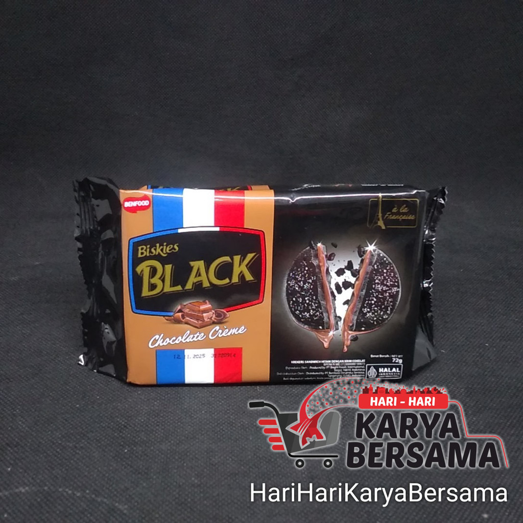 

MAKANAN RINGAN BISKUIT BISKIES BLACK CHOCOLATE CREME 72GR