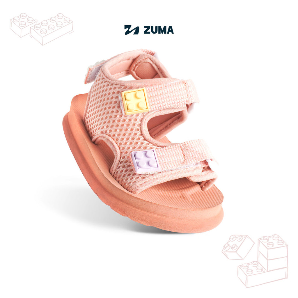 Zuma Sandals Bricks - Baby Coral | Sandal Bayi | Sandal Anak | Sandal Zuma